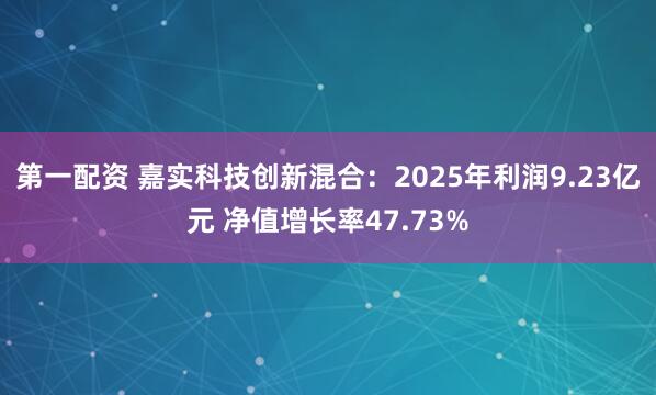 第一配资 嘉实科技创新混合:2025年利润9.23亿元 净值增长率47.73%